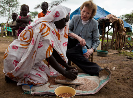 Mary Robinson at Yusuf Batil refugee camp in South Sudan