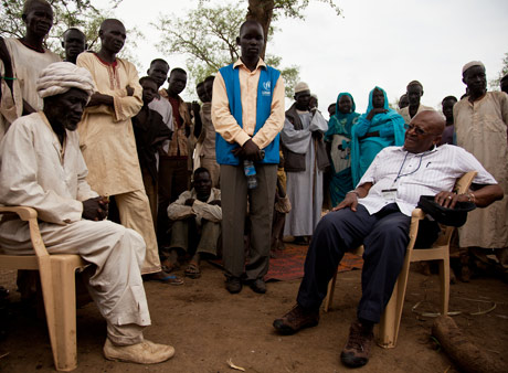 Desmond Tutu at Yusuf Batil refugee camp in South Sudan